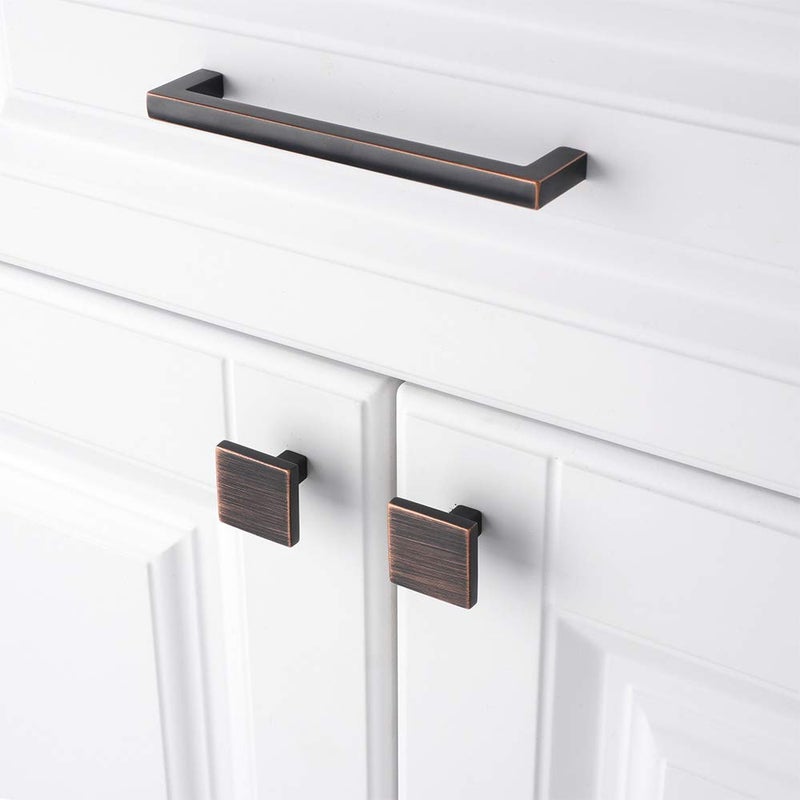 KOOFIZO 10 Pack Oil Rubbed Bronze Cabinet Knobs Bronze Drawer Knobs K03 Square Single Hole Cabinet Pulls for Cabinets Drawer Dresser Cupboard Bedroom Closet Bathroom - Image 4